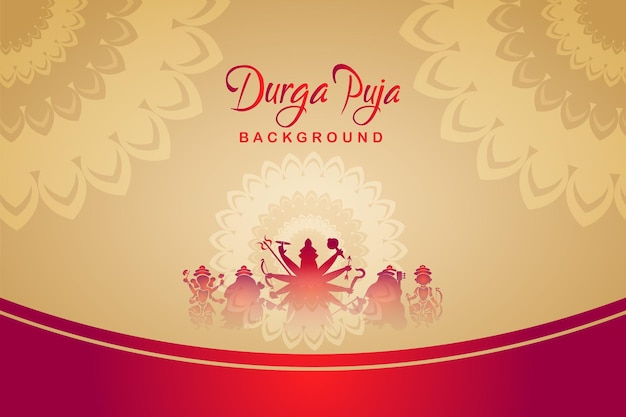 El diseño del estandarte de fondo rojo y dorado del festival indio Durga Puja