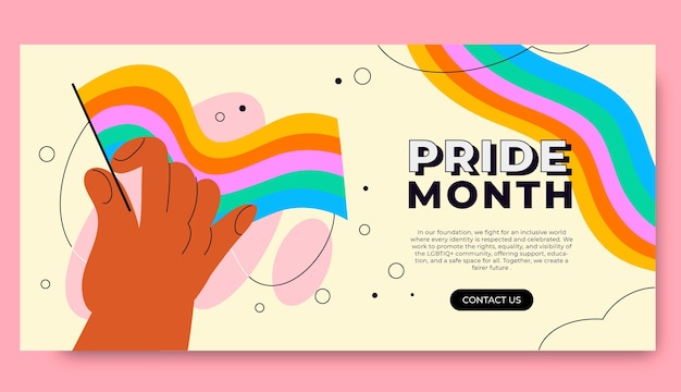 Diseño de estandarte del mes del orgullo dibujado a mano