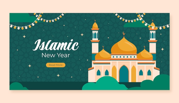 Diseño de estandarte de mezquita dibujado a mano