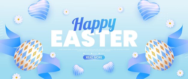 Vector diseño de estandarte de pascua azul pastel con espacio para copiar