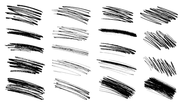 Diseño estético de conjuntos de líneas abstractas y garabateadas