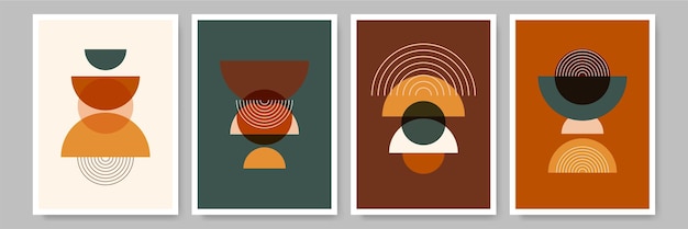 Diseño estético contemporáneo abstracto de mediados de siglo con formas de equilibrio geométrico moderno minimalista artprint