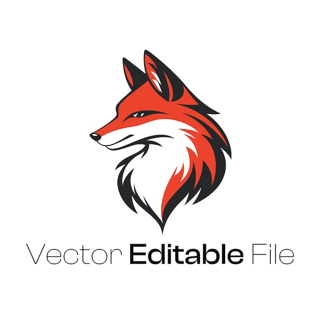 Diseño estilizado del logotipo de la cabeza de zorro vectorial editable de animales