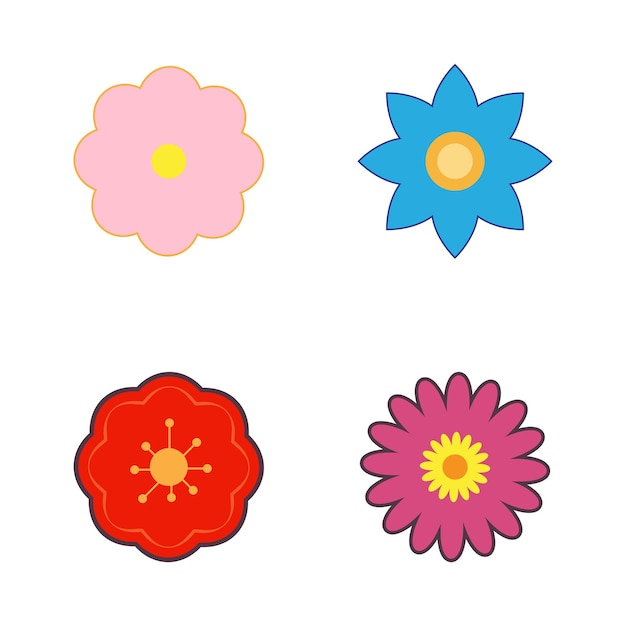 Diseño estilizado de plantillas de símbolos de íconos de logotipos de flores