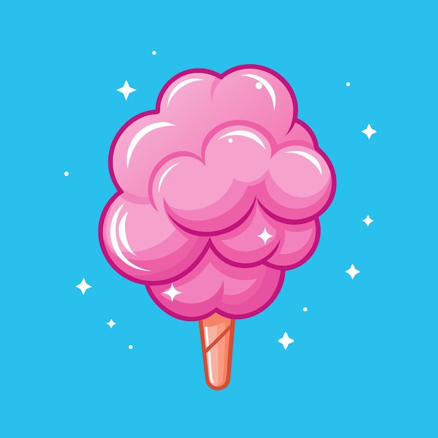 Diseño de estilo artístico vectorial de alimentos de algodón caramelo