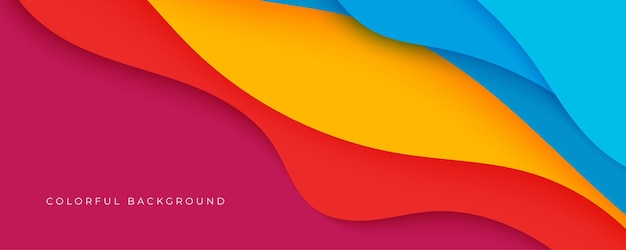 Diseño de estilo de corte de papel de fondo ondulado 3D abstractamente colorido para el sitio web y el texto del titular