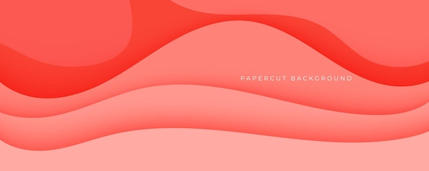 Diseño de estilo de corte de papel de fondo ondulado 3D abstracto rojo y naranja para el sitio web y el texto del titular