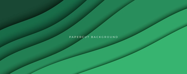 Diseño de estilo de corte de papel de fondo ondulado 3D verde abstracto para el sitio web y el texto del titular