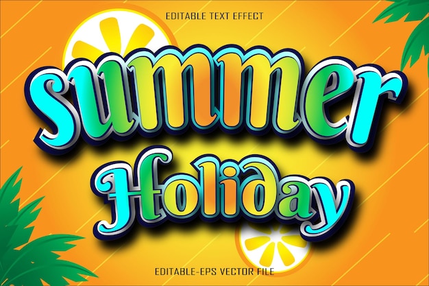 Diseño de estilo degradado 3d de efecto de texto editable de vacaciones de verano