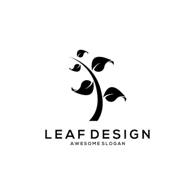 Diseño de estilo degradado minimalista con logotipo de hoja