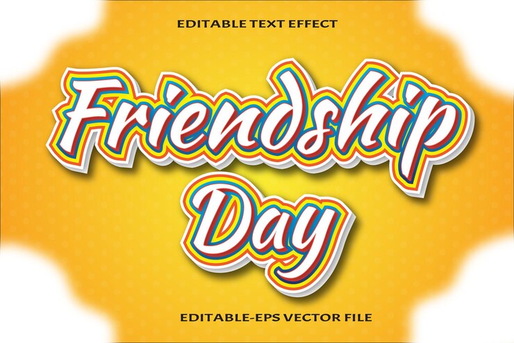 Vector diseño de estilo de dibujos animados de efecto de texto editable del día de la amistad