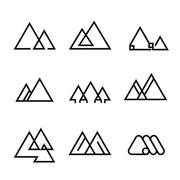diseño de estilo de esquema de icono de montaña