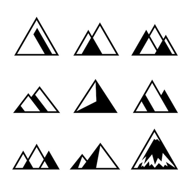 diseño de estilo de esquema de icono de montaña