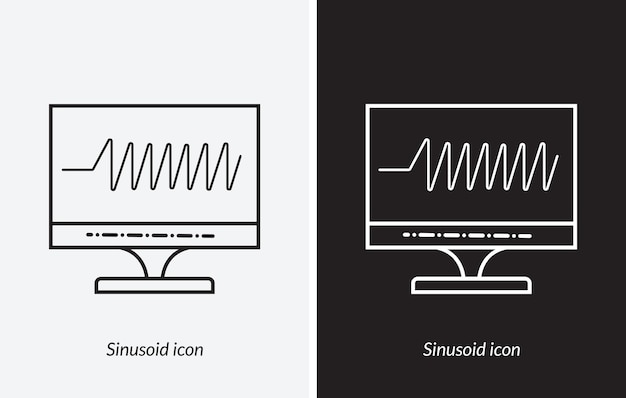 Diseño de estilo de icono sinusoidal aislado en fondo blanco