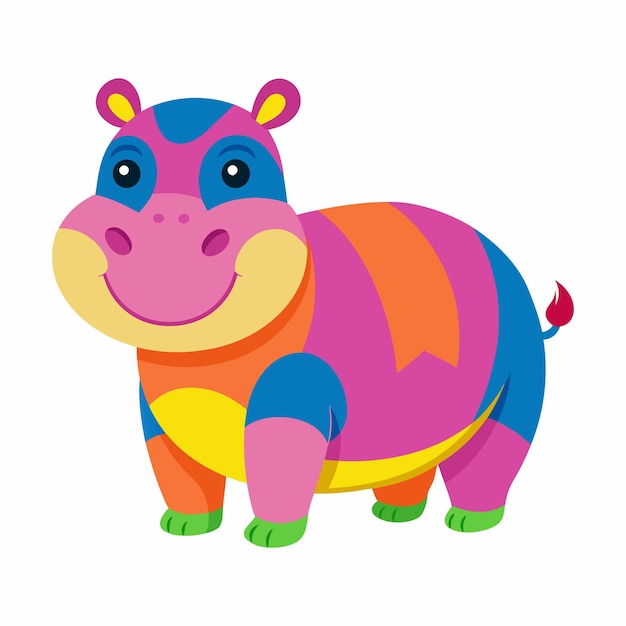 Diseño de estilo de ilustración vectorial de color de hipopótamo