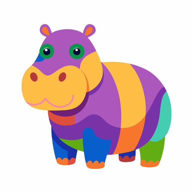 Diseño de estilo de ilustración vectorial de color de hipopótamo