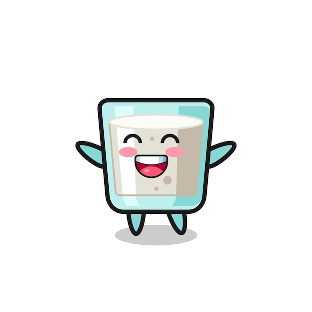 Diseño de estilo lindo de personaje de dibujos animados de leche de bebé feliz para elemento de logotipo de etiqueta de camiseta