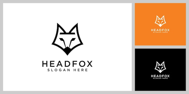 Diseño de estilo de línea vectorial de logotipo de cabeza de zorro
