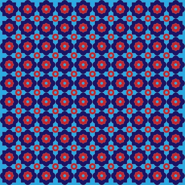 Diseño de estilo oriental de patrones sin fisuras azul y rojo