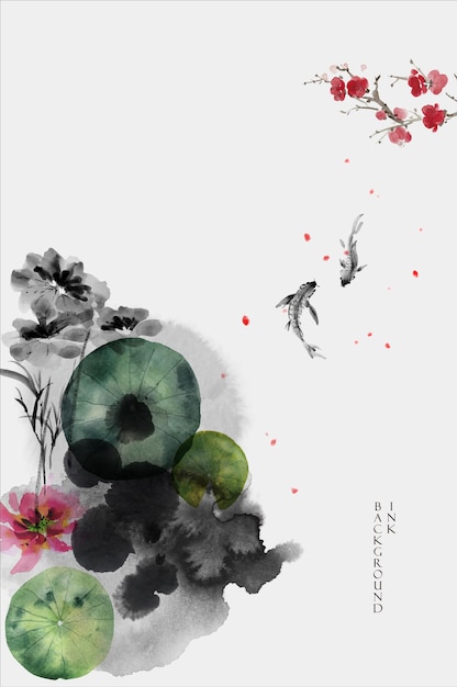 Diseño de estilo de pintura con tinta vectorial china