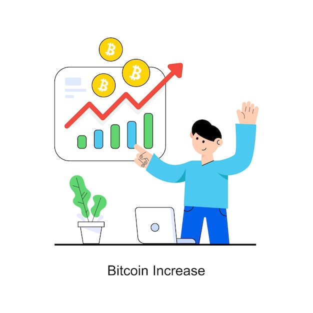 Diseño de estilo plano de aumento de Bitcoin Ilustración vectorial Ilustración de acciones