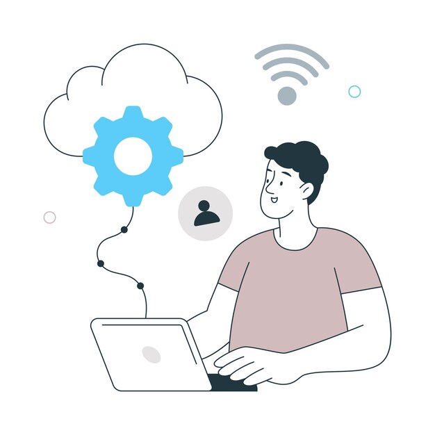 Diseño de estilo plano de computación en nube Ilustración vectorial EPS 10 Archivo