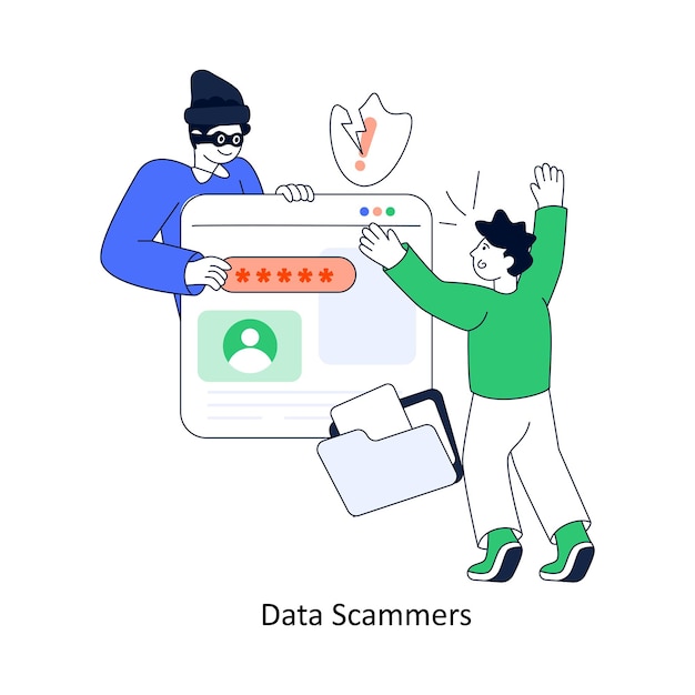 Diseño de estilo plano de estafadores de datos Ilustración vectorial Ilustración de stock
