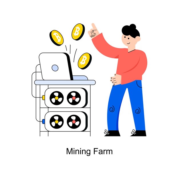 Diseño de estilo plano de granja de minería Ilustración vectorial Ilustración de existencias