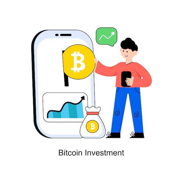 Diseño de estilo plano de inversión de Bitcoin Ilustración vectorial Ilustración de acciones