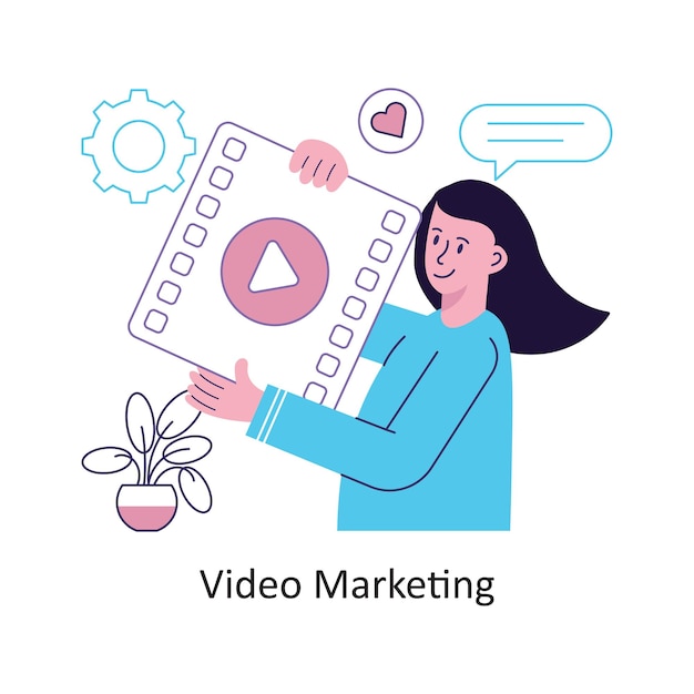 Vector diseño de estilo plano de vídeo de marketing ilustraciones vectoriales de stock