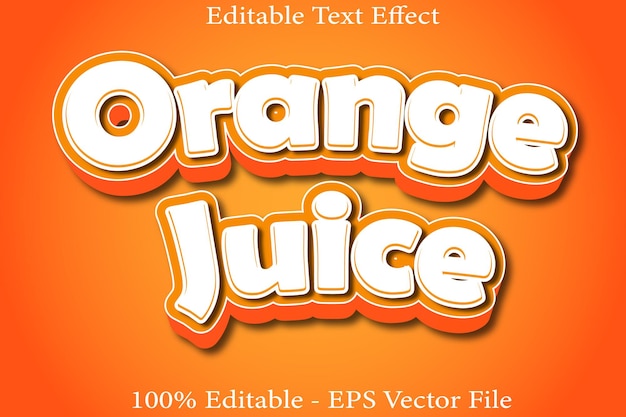 Diseño de estilo de relieve 3d con efecto de texto editable de jugo de naranja