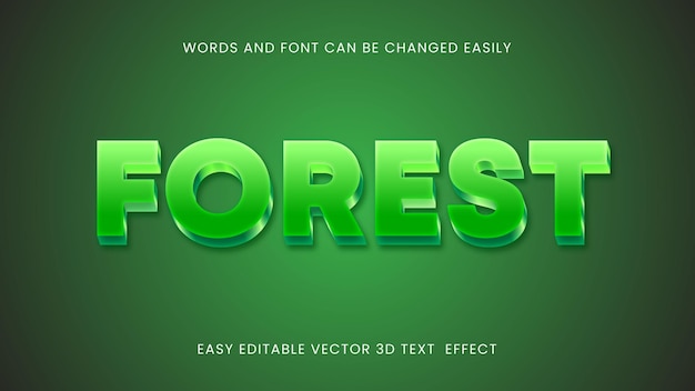Diseño de estilo de texto 3d de bosque vectorial