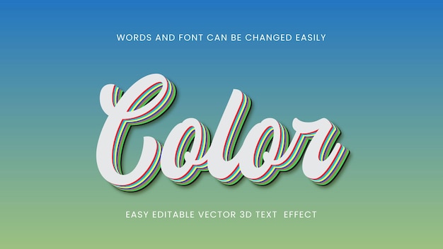 Diseño de estilo de texto 3d de color vectorial