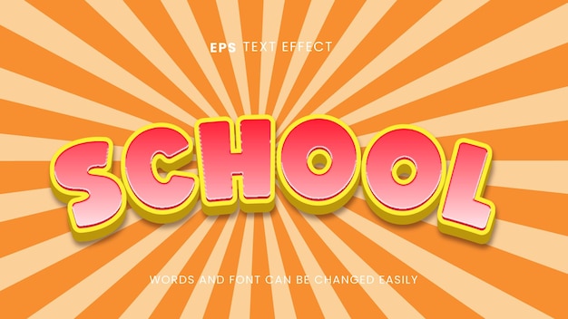 diseño de estilo de texto editable 3d de la escuela