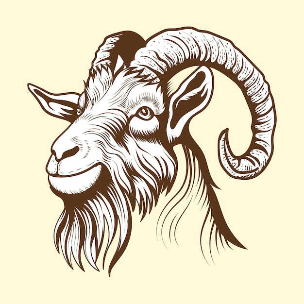 Diseño de estilo vintage de cabeza de cabra de Ziegen