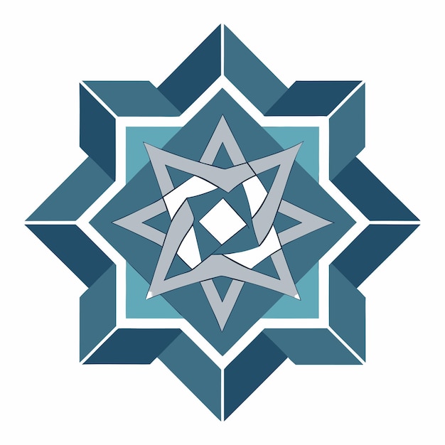 un diseño de estrella azul y blanca se muestra sobre un fondo blanco