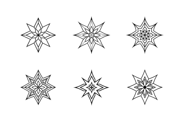 diseño de estrella ornamental vector de arte de línea