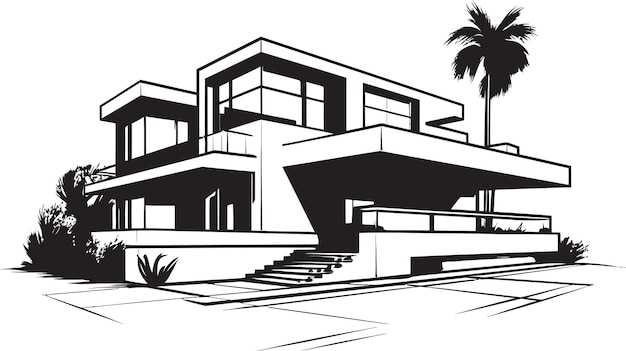 Vector diseño de la estructura de la villa edificio contemporáneo en vector logotipo de la villa contemporáneo plan icónico bui