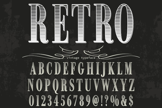 diseño de la etiqueta alfabeto retro