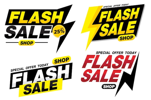 Diseño de etiqueta de banner de banner de venta flash para marketing