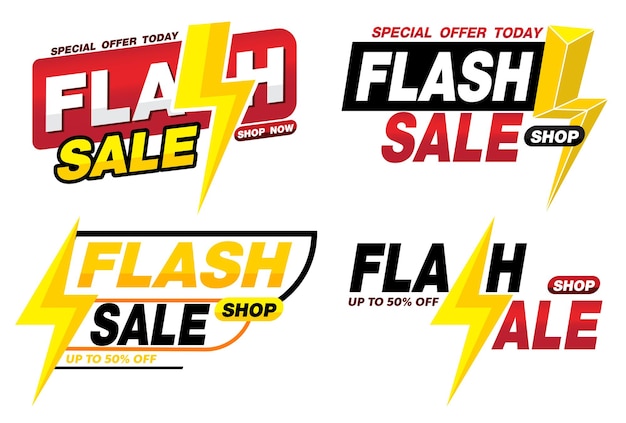Diseño de etiqueta de banner de banner de venta flash para marketing