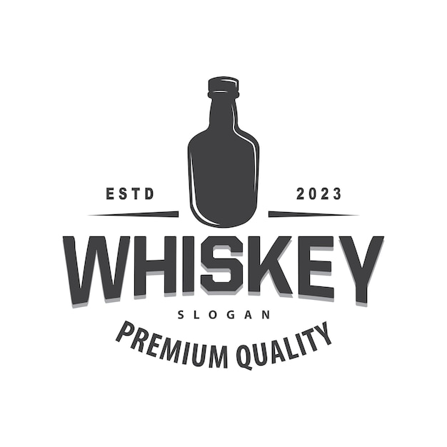 Diseño De Etiqueta De Bebida Con Logotipo De Whisky Con Ilustración De Adorno Vintage Retro Antiguo Miembro premium Plantillas