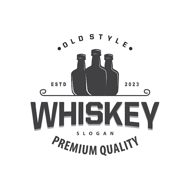 Diseño De Etiqueta De Bebida Con Logotipo De Whisky Con Ilustración De Adorno Vintage Retro Antiguo Miembro premium Plantillas