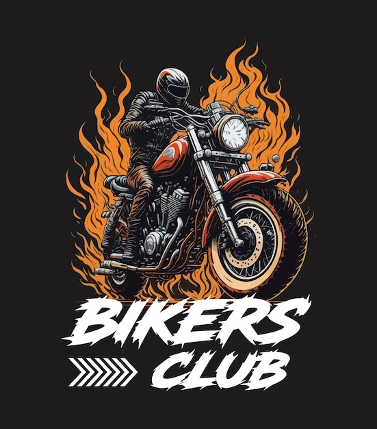 Diseño de etiqueta de camiseta de motocicleta con ilustración de elemento de motocicleta