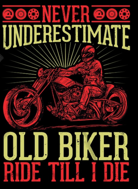 Diseño de etiqueta de camiseta de motocicleta con ilustración