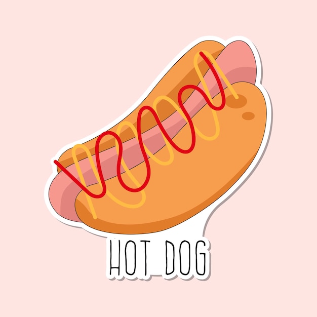 Vector diseño de etiqueta de comida rápida vectorial con hot dog aislado