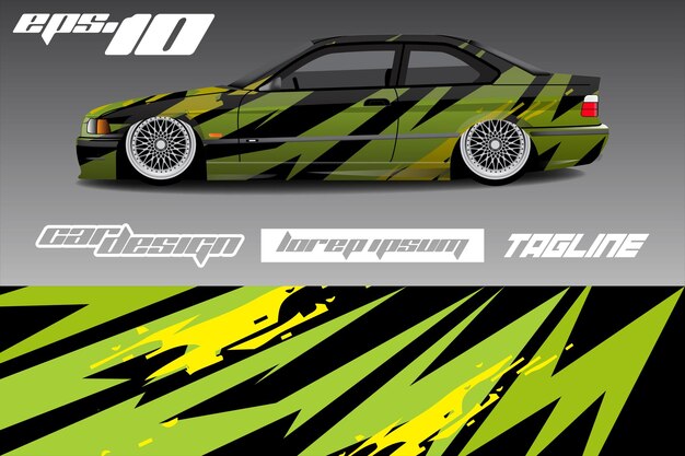 diseño de etiqueta de envoltura de coche de carreras de rally