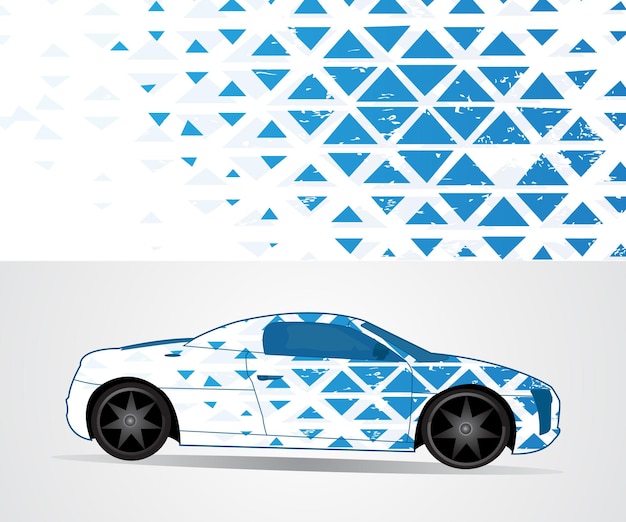 Un diseño de etiqueta de envoltura de coche deportivo moderno vector azul