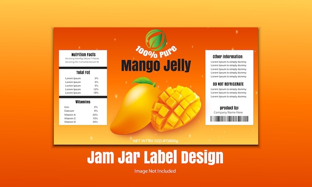 Vector diseño de la etiqueta del frasco de jalea de mango