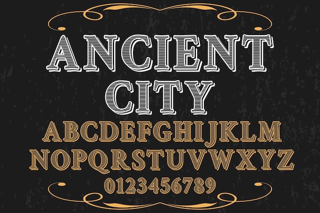 Vector diseño de etiqueta de fuente antigua ciudad
